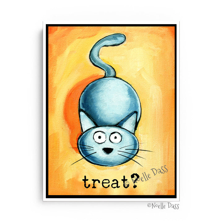 Treat? Cat art Canvas / 11x14 / White Floating Frame