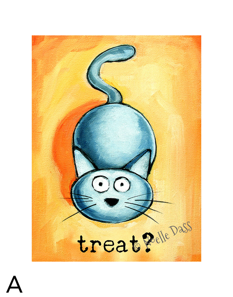 Treat? Cat art A. 11x14 in. archival paper with white border - image is 8x10