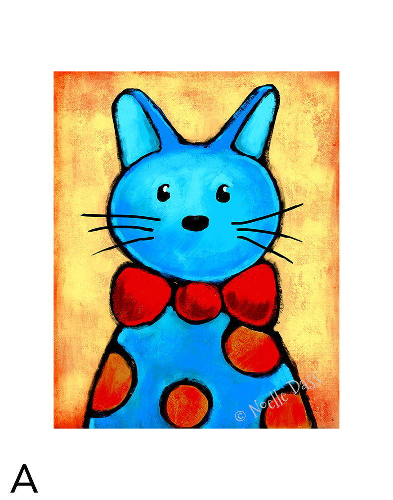 Dapper cat wearing a bowtie, whimsical fancy cat art print