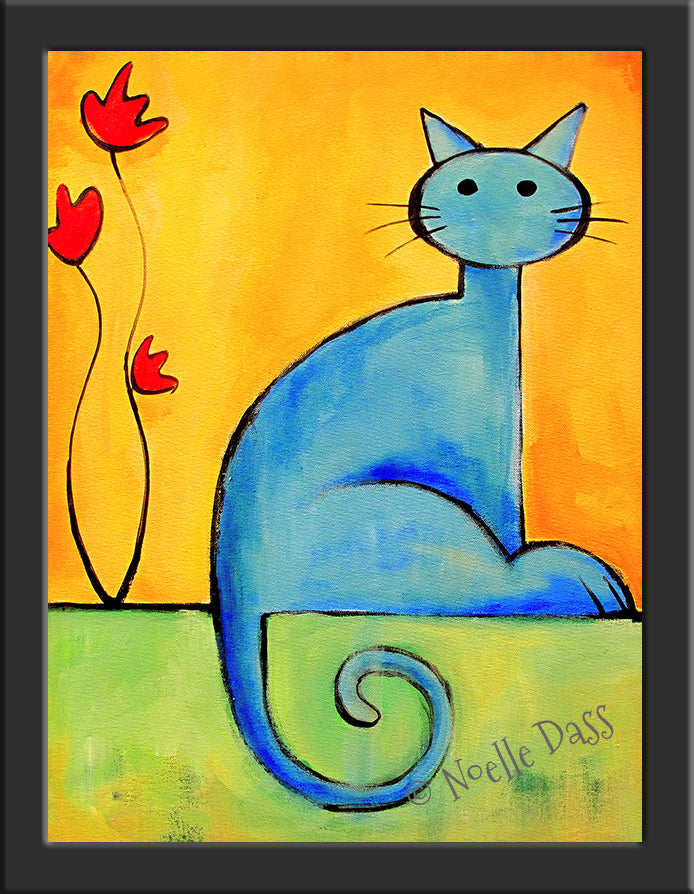 Cat with Flower Paper / 6x8 / Framed