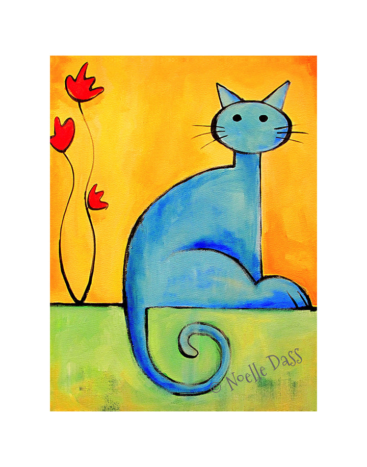 Cat with Flower Paper / 11x14 with white border/image is 8x10 / Unframed