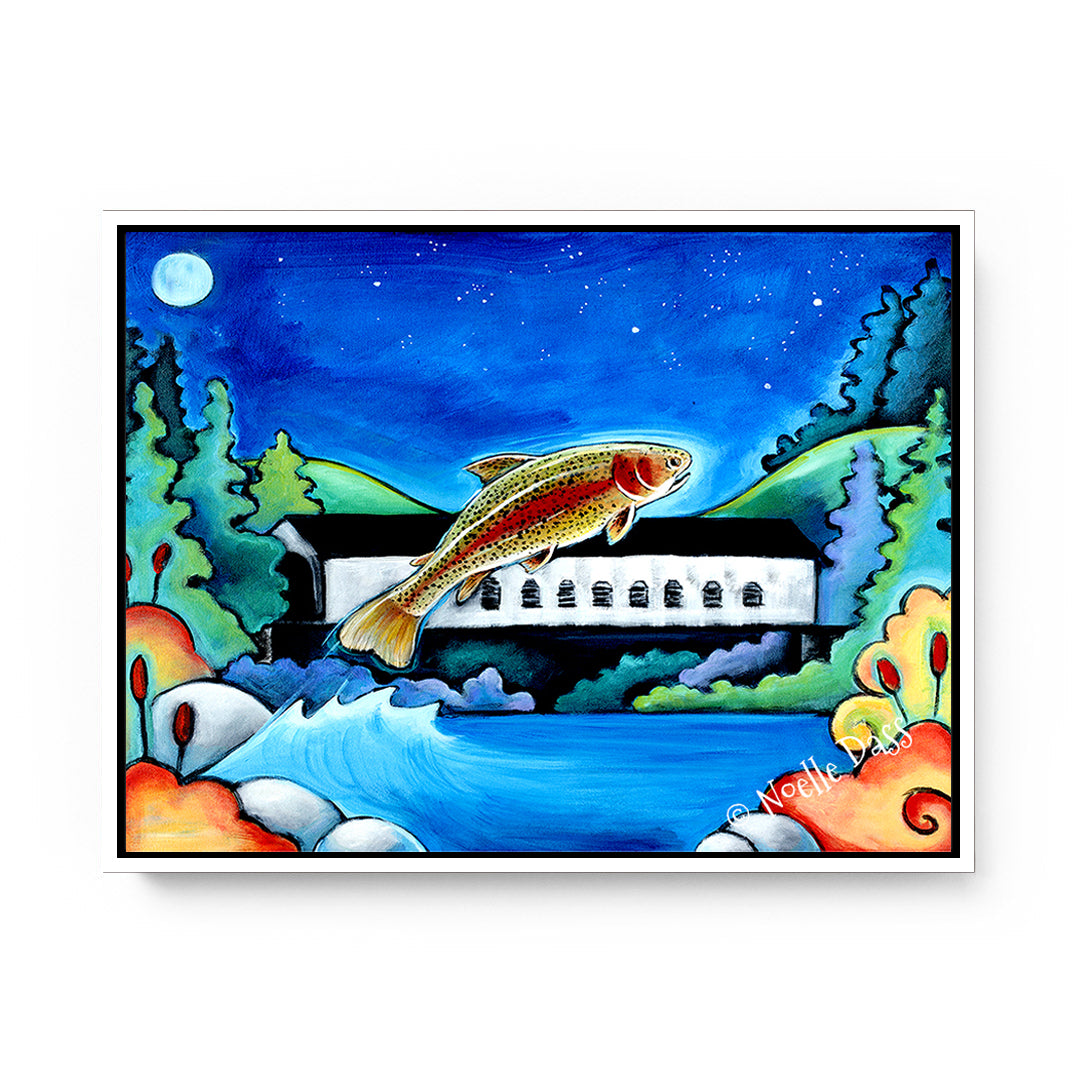 Catch me if you can! Fish Art Canvas / 11x14 / White Floating Frame