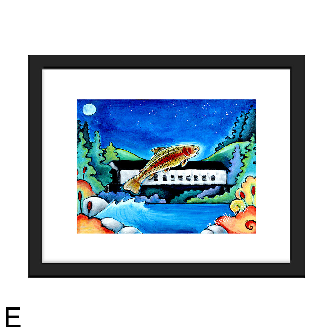 Catch me if you can! Fish Art E. Framed 11x14 paper with white border