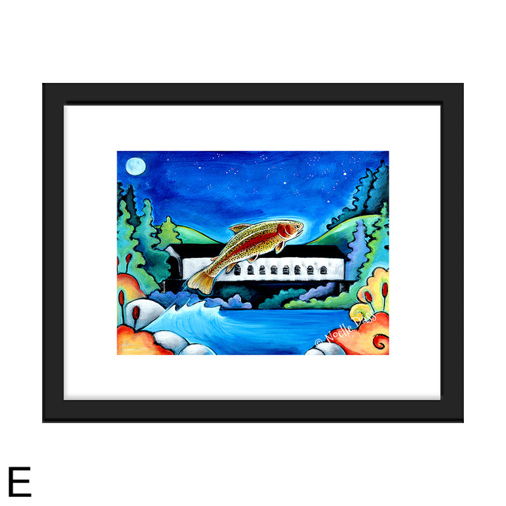 Catch me if you can! Fish Art E. Framed 11x14 paper with white border