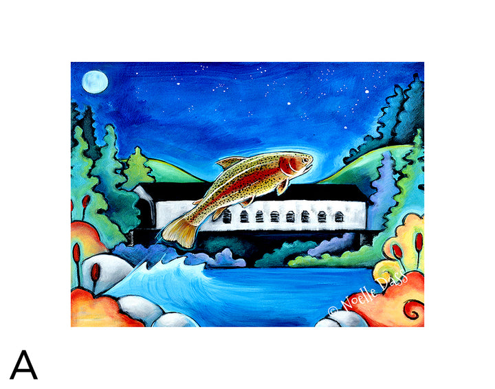 Catch me if you can! Fish Art A. 11x14 in. archival paper with white border - image is 8x10