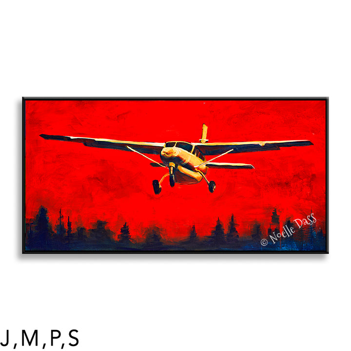 Into the Fire Cessna Caravan Prints P: Framed Canvas - Black 24x48 in.