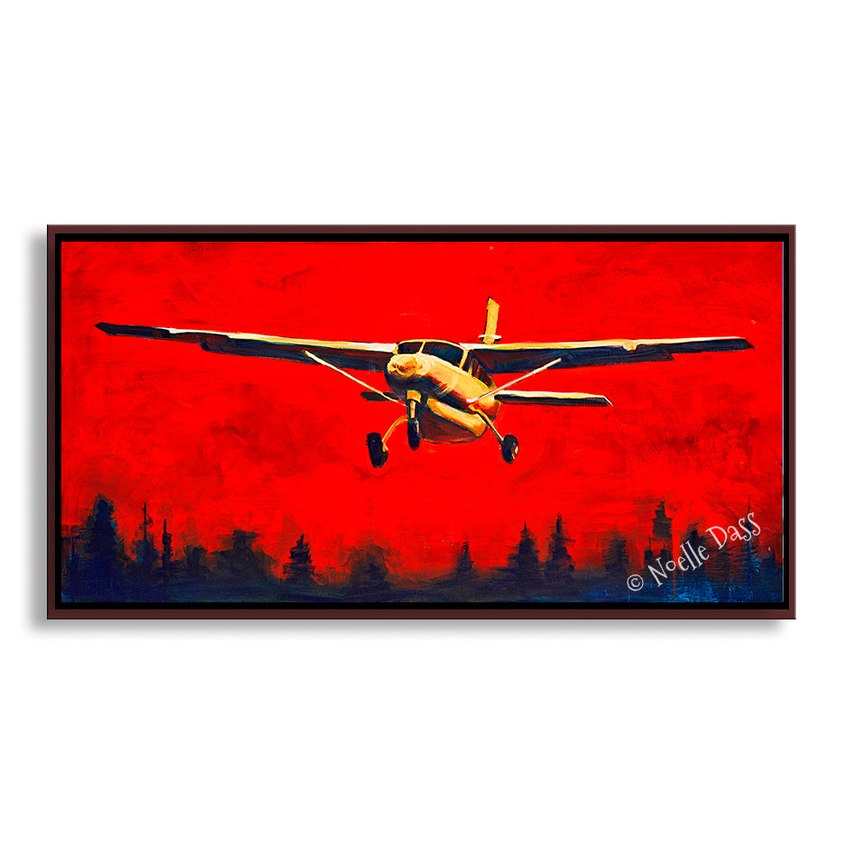 Into the Fire Cessna Caravan Prints Canvas / 15x30 / Espresso Floating Frame