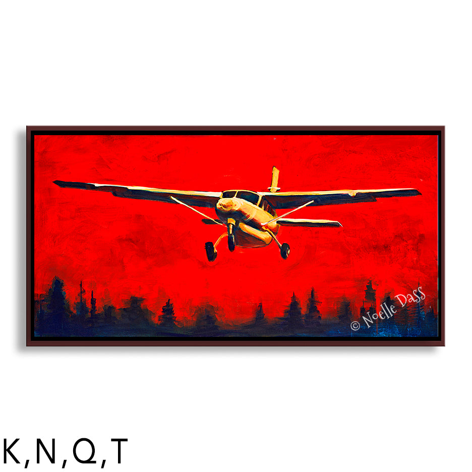 Into the Fire Cessna Caravan Prints Q: Framed Canvas - Brown 24x48 in.