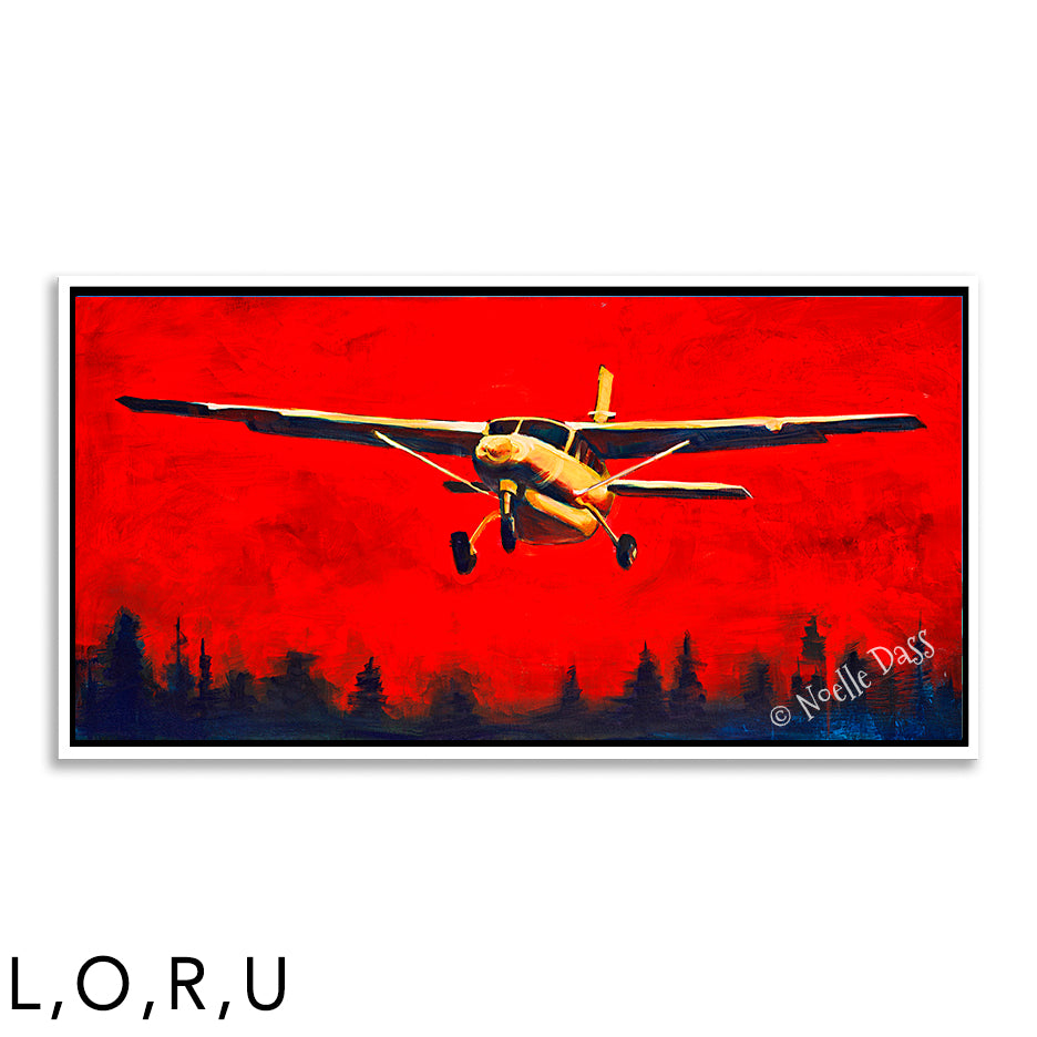 Into the Fire Cessna Caravan Prints R. Framed Canvas - White 24x48 in.