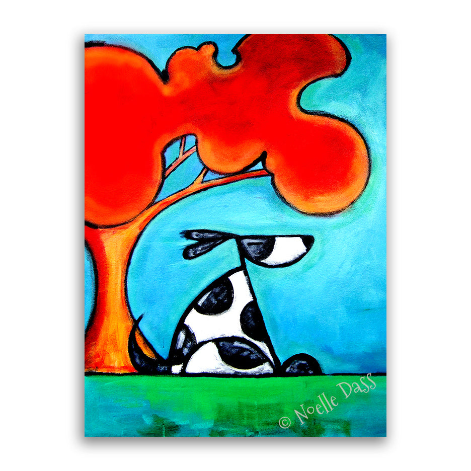 Cool Dog Under Shade Tree Canvas / 11x14 / Unframed