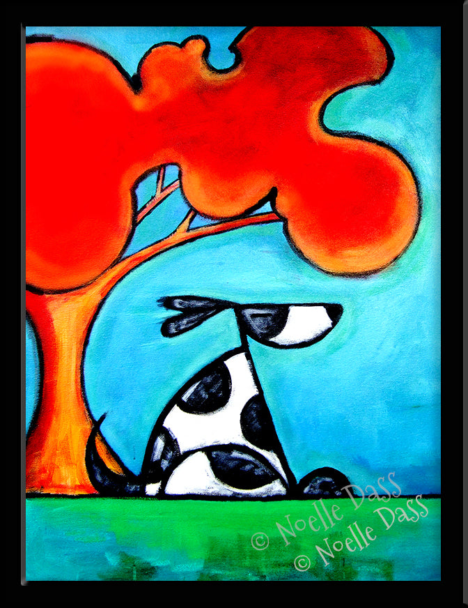 Cool Dog Under Shade Tree Paper / 6x8 / Framed