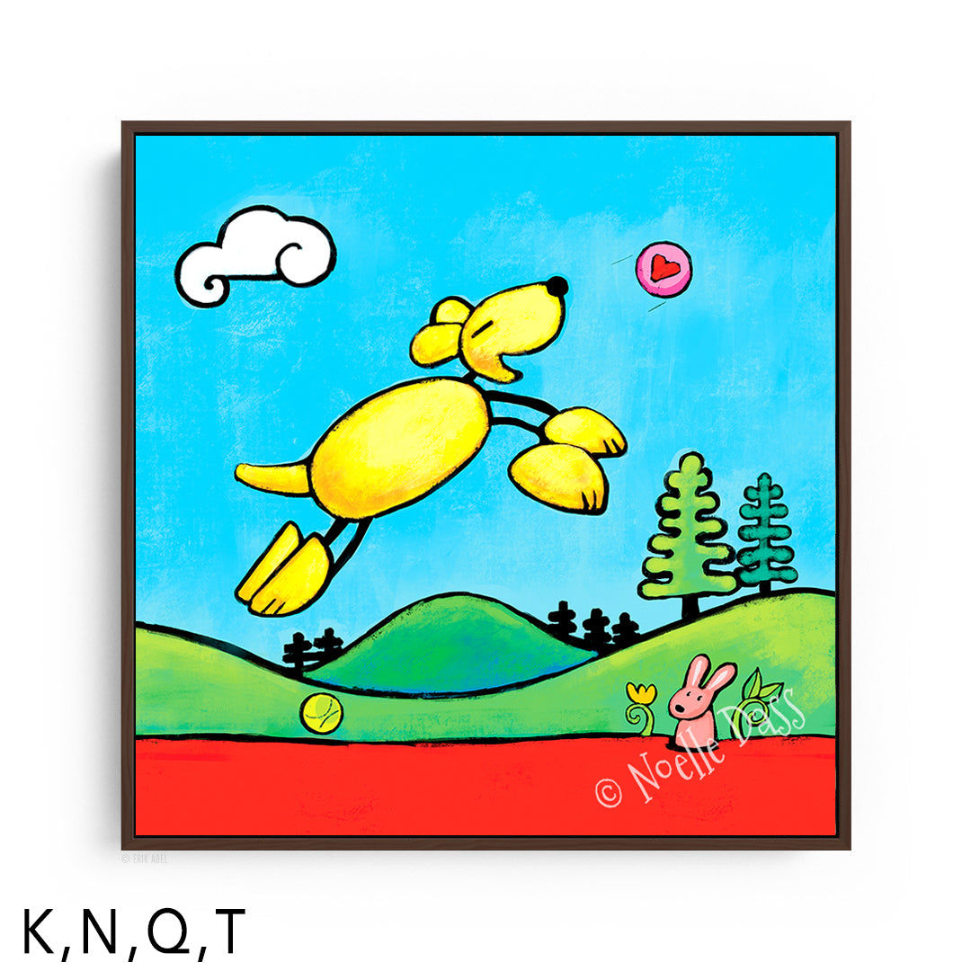 Follow Your Heart (Dog art from Be Who You Are Book) framed canvas art print with a brown floating frame by Noelle Dass