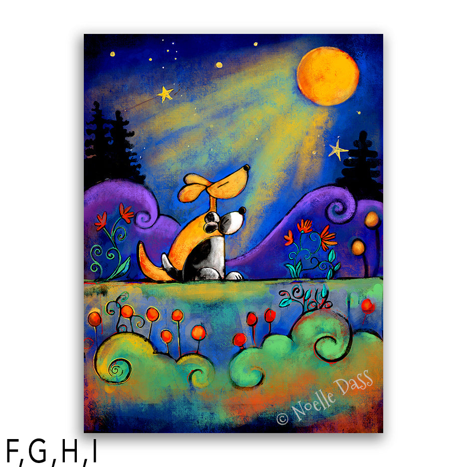 No place I would rather be than here with you...| Dogs looking at moon I: Canvas 30x40 in.