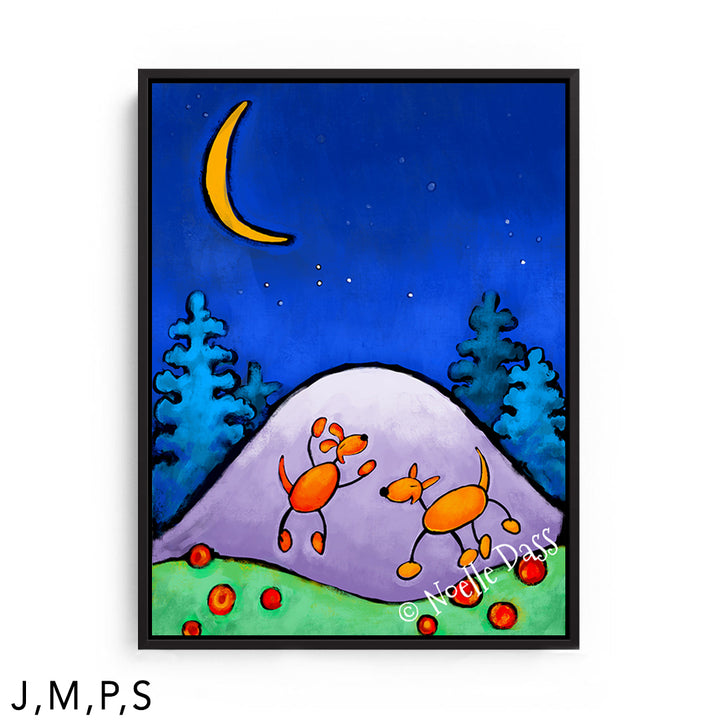 Doggie Playtime S: Framed Canvas - Black 30x40 in.