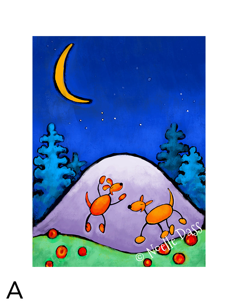 Doggie Playtime A. 11x14 in. archival paper with white border - image is 8x10