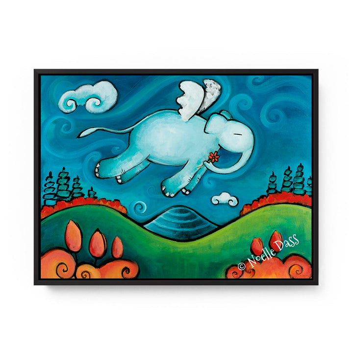 Looking for you Elephant Art Canvas / 11x14 / Black Floating Frame