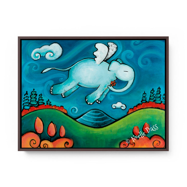 Looking for you Elephant Art Canvas / 11x14 / Espresso Floating Frame