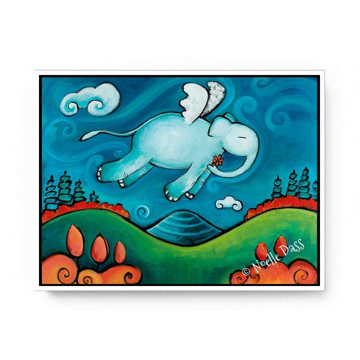 Looking for you Elephant Art Canvas / 11x14 / White Floating Frame