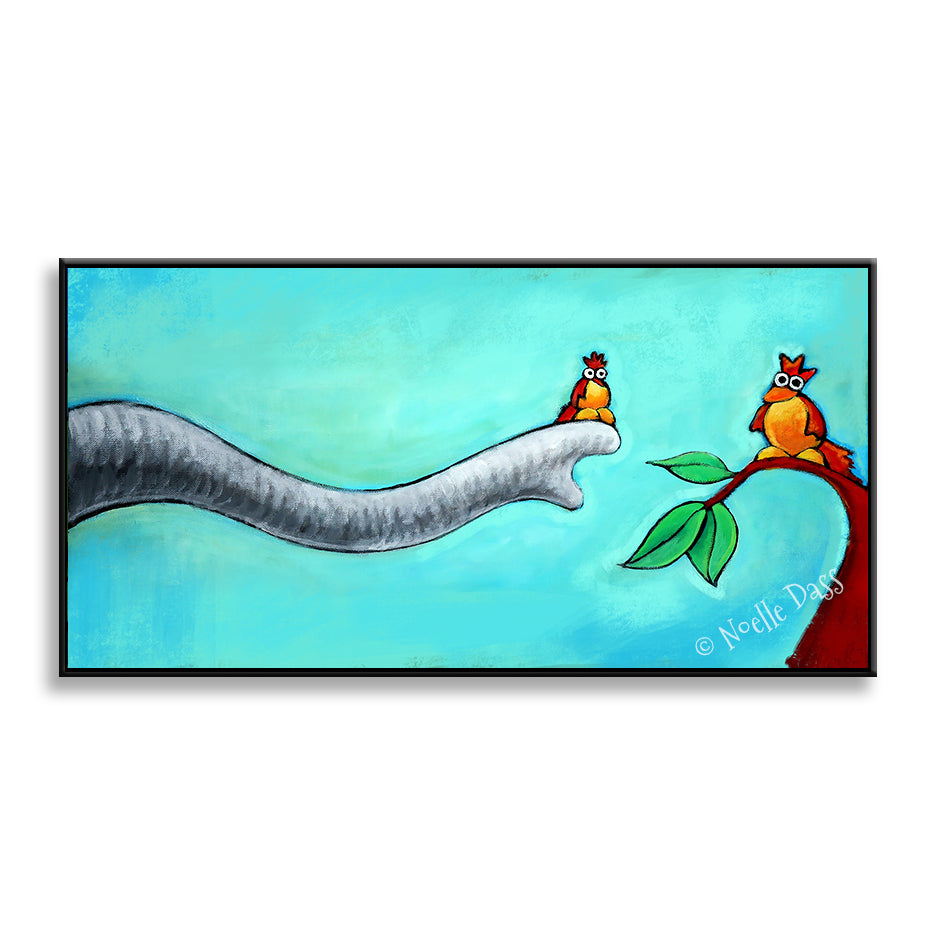 A Helping Hand Elephant Art Canvas / 15x30 / Black Floating Frame