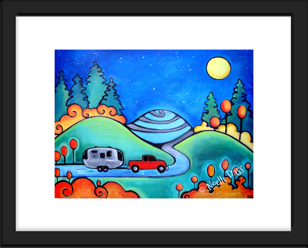 Follow Your Dreams Camping Airstream Art Paper / 11x14 with white border/image is 8x10 / Black Frame