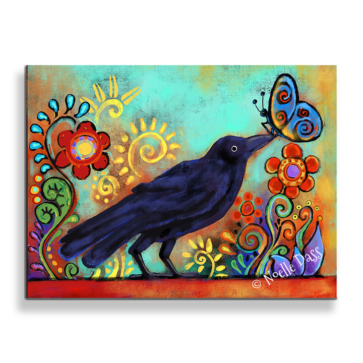 Winged Companions -  Raven and Butterfly Canvas / 11x14 / Unframed