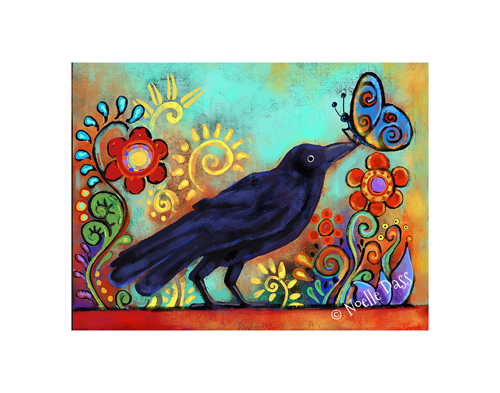 Winged Companions -  Raven and Butterfly Paper / 11x14 with white border/image is 8x10 / Unframed