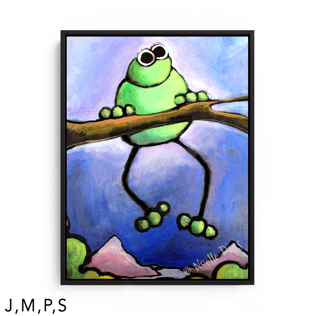 Frog Admiring View S: Framed Canvas - Black 30x40 in.
