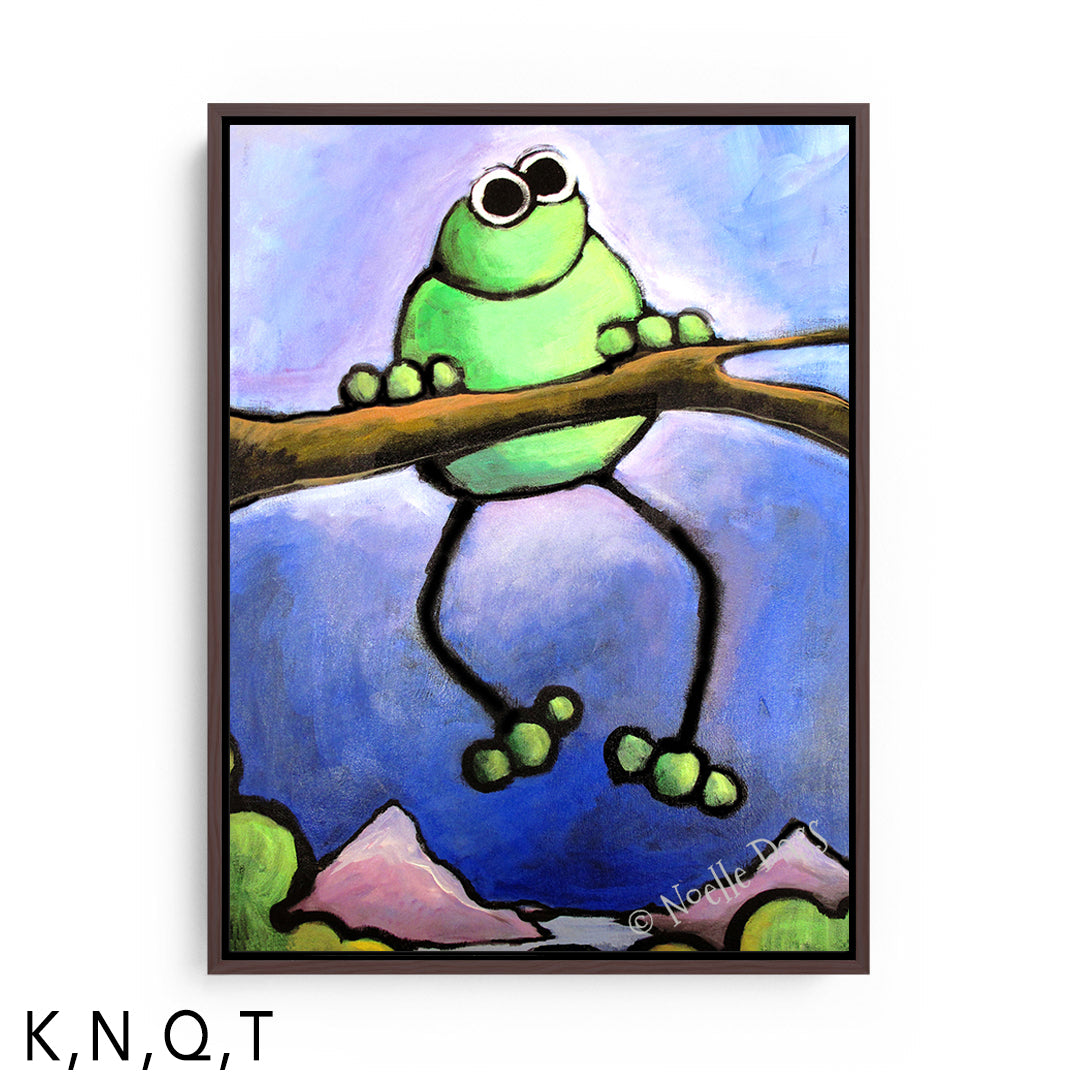 Frog Admiring View T: Framed Canvas - Brown 30x40 in.