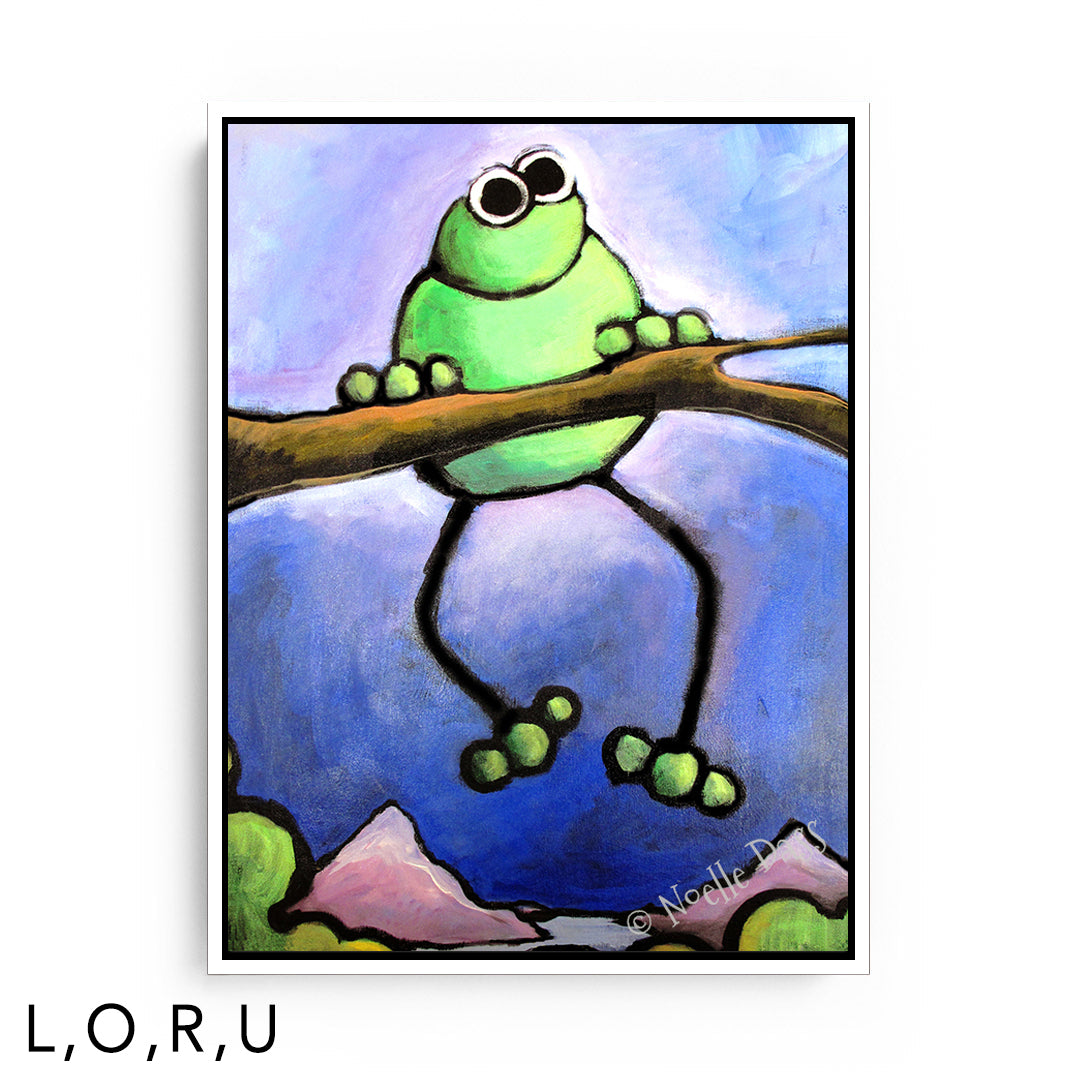 Frog Admiring View U: Framed Canvas - White 30x40 in.