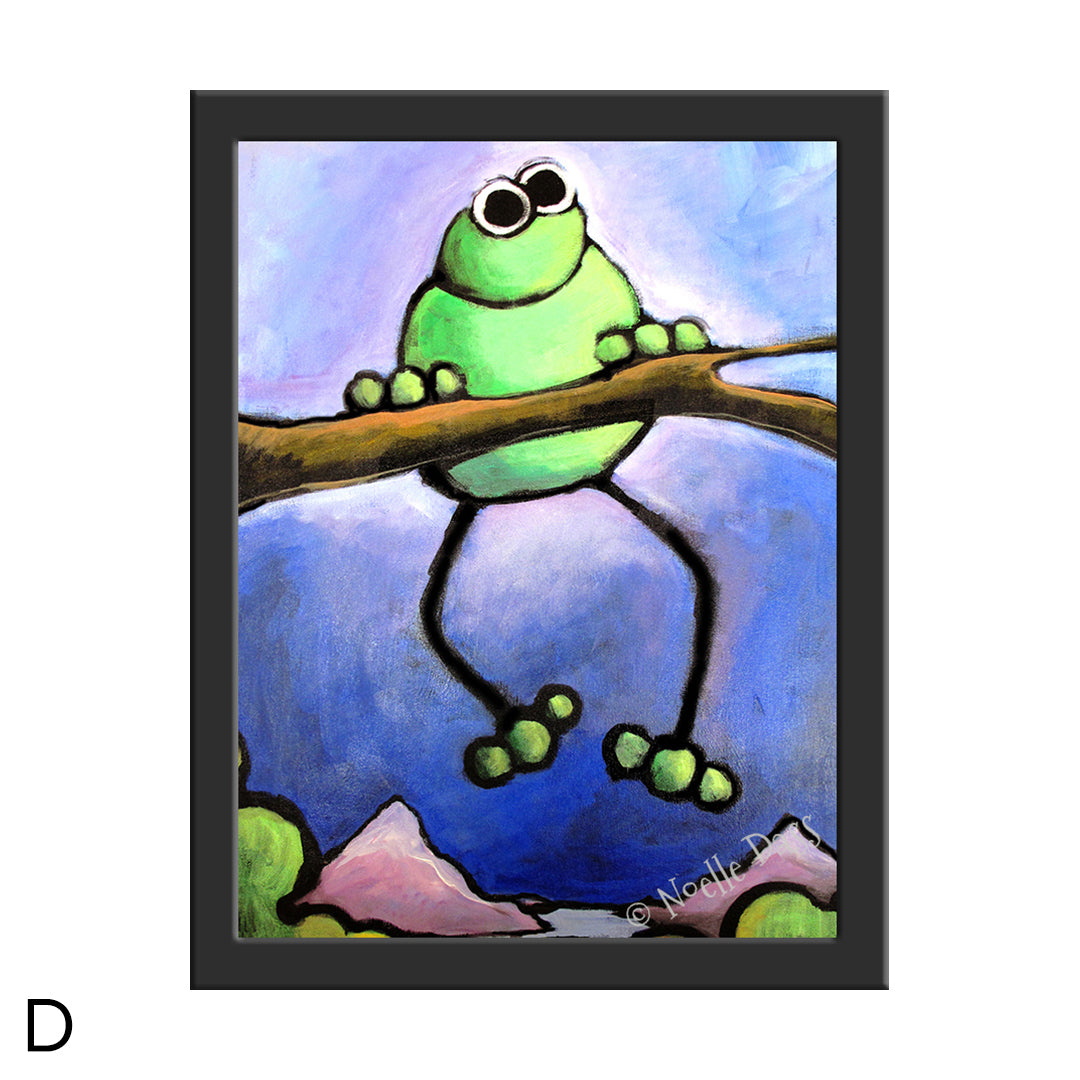 Frog Admiring View D. Framed 6x8 in. paper