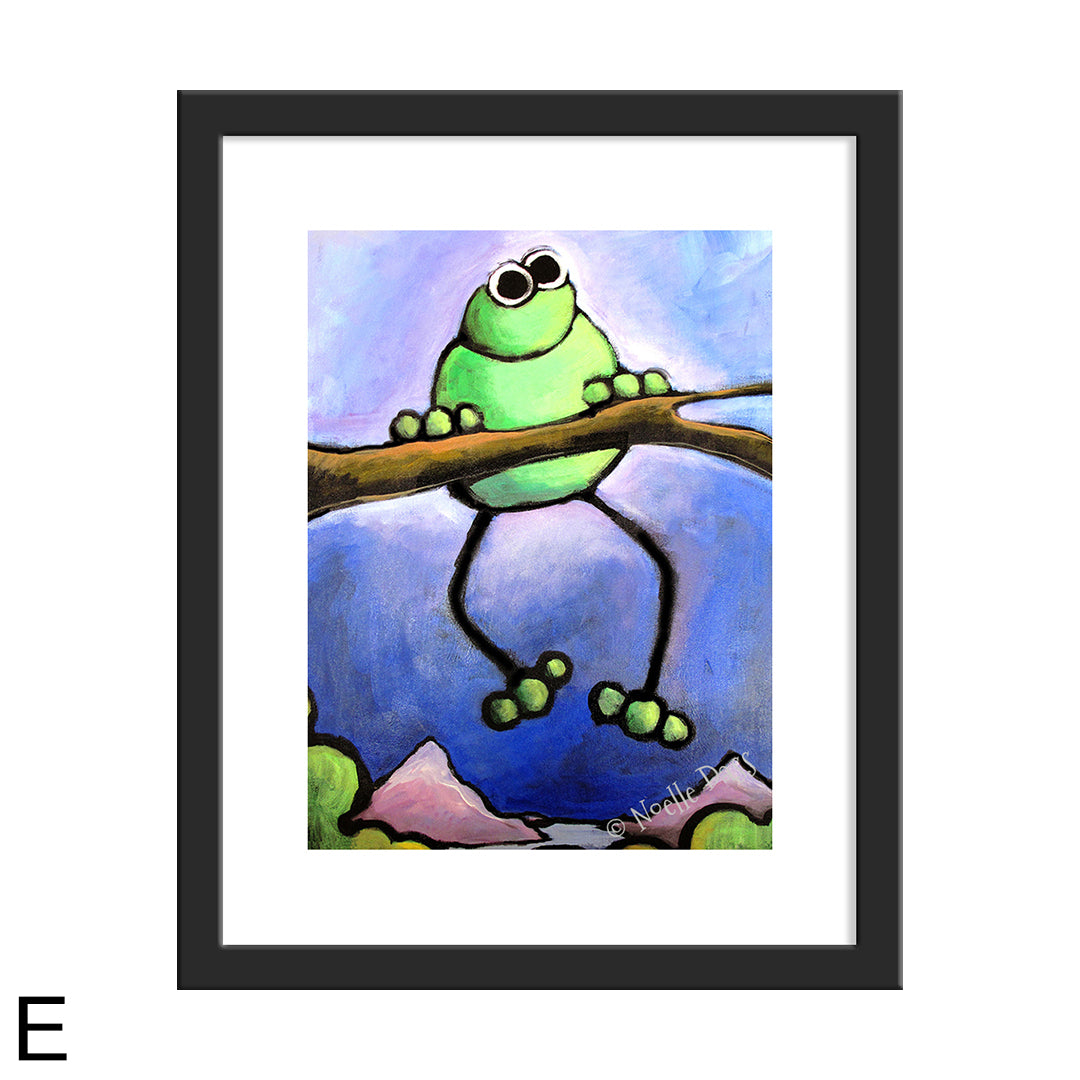 Frog Admiring View E. Framed 11x14 paper with white border