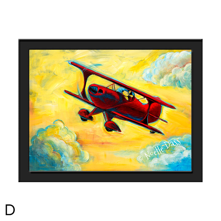 Fun in the Sky | Pitts Biplane | Pilot Dog Series D. Framed 6x8 in. paper