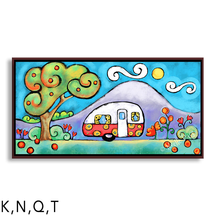 Camper Fun Q: Framed Canvas - Brown 24x48 in.