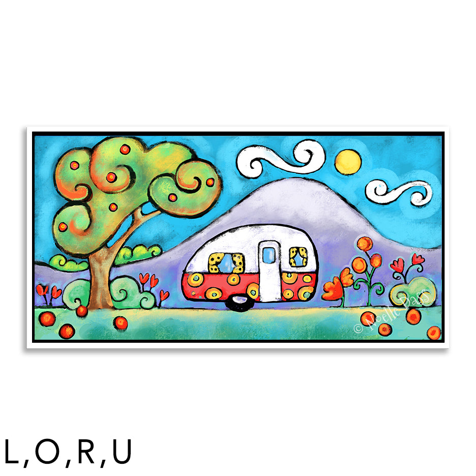 Camper Fun R. Framed Canvas - White 24x48 in.