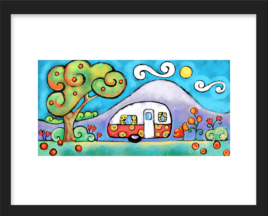 Camper Fun Paper / 11x14 white border/Image is 5.5x11 / Black Frame