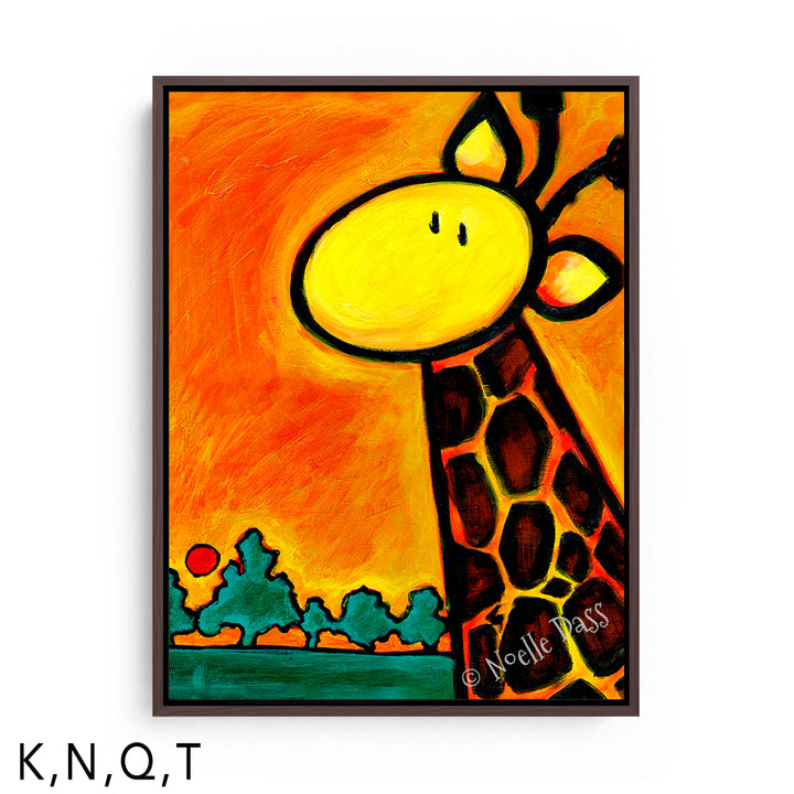Giraffescape (Giraffe Art) T: Framed Canvas - Brown 30x40 in.