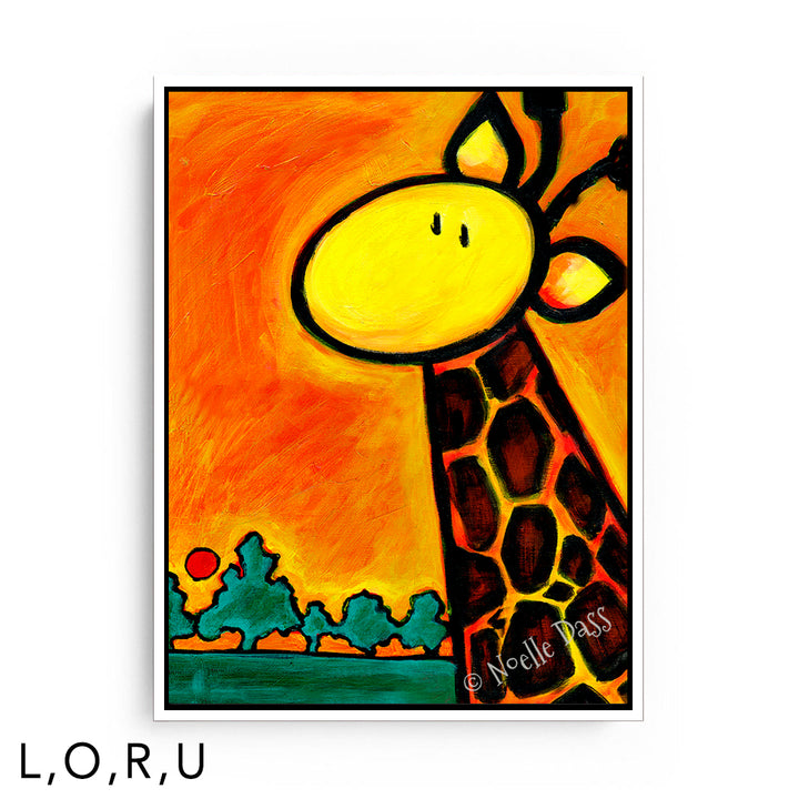 Giraffescape (Giraffe Art) U: Framed Canvas - White 30x40 in.