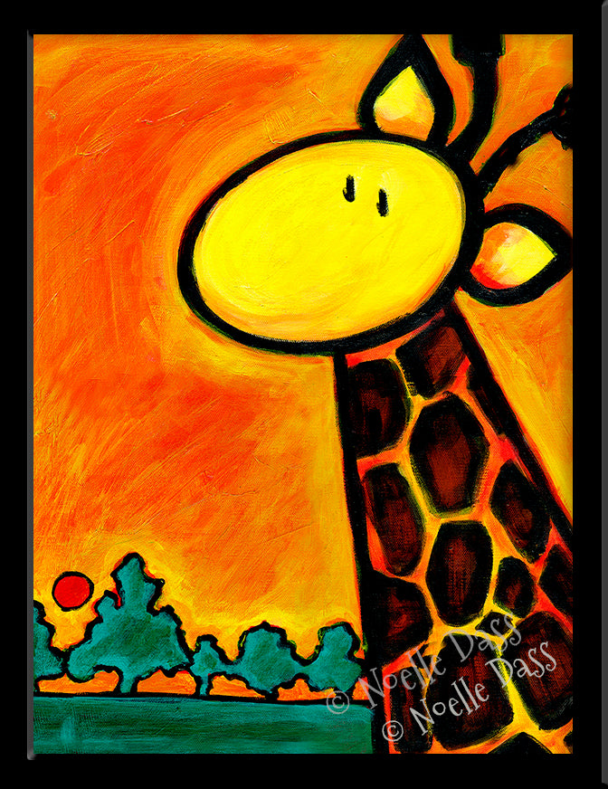 Giraffescape (Giraffe Art) Paper / 6x8 / Framed