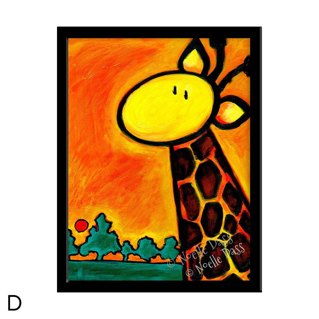 Giraffescape (Giraffe Art) D. Framed 6x8 in. paper