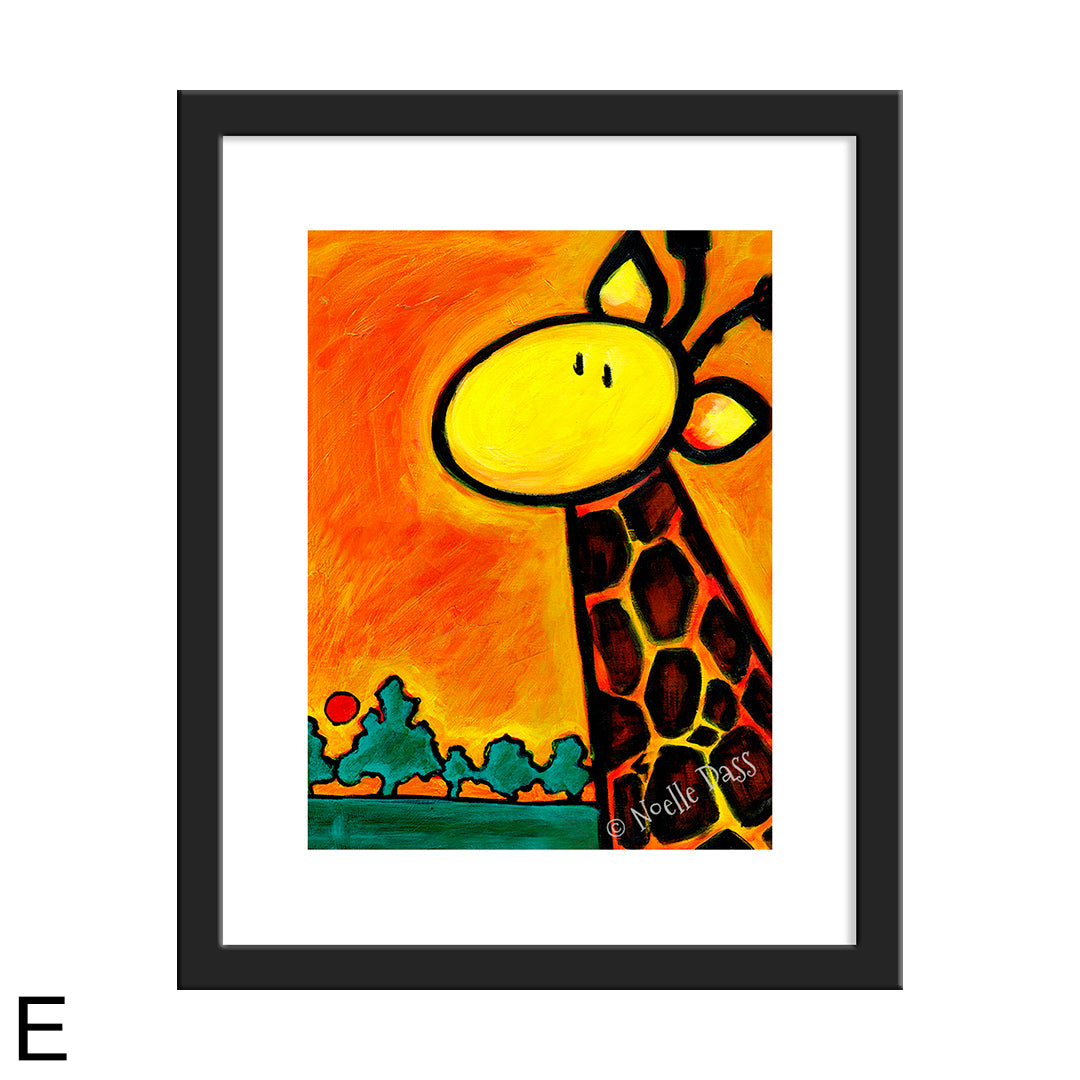 Giraffescape (Giraffe Art) E. Framed 11x14 paper with white border