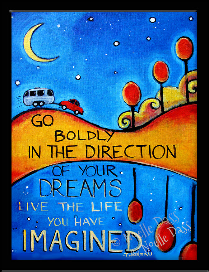 Go Boldly in the Direction of Your Dreams Thoreau Quote Paper / 6x8 / Framed