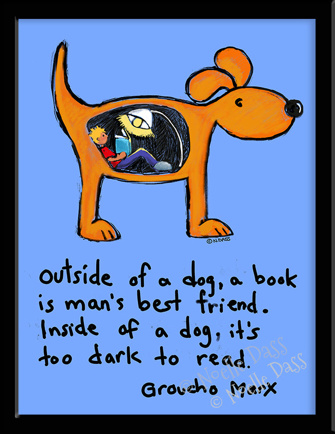 Man's Best Friend and Books Paper / 6x8 / Framed