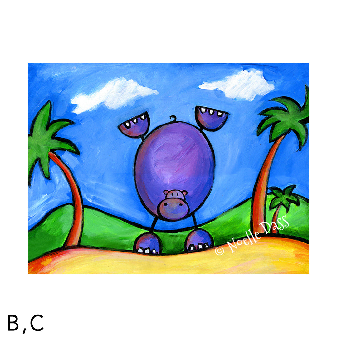 Hippo Doing Handstand on the Beach C. Archival Paper - Image is 18x24 in.