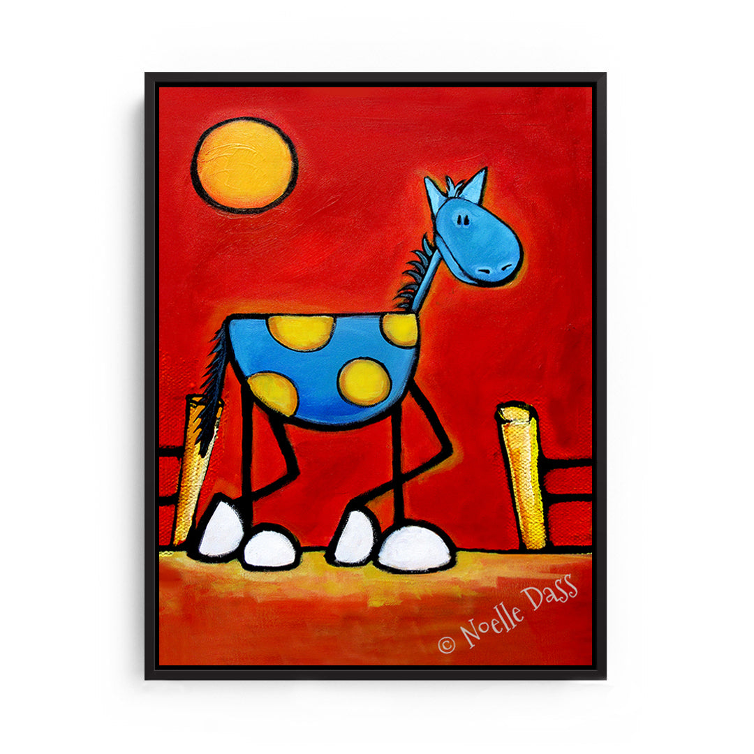 Don't Fence Me In! Horse Art Canvas / 11x14 / Black Floating Frame