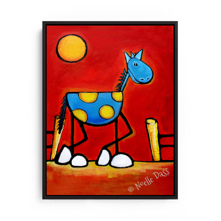 Don't Fence Me In! Horse Art Canvas / 11x14 / Black Floating Frame