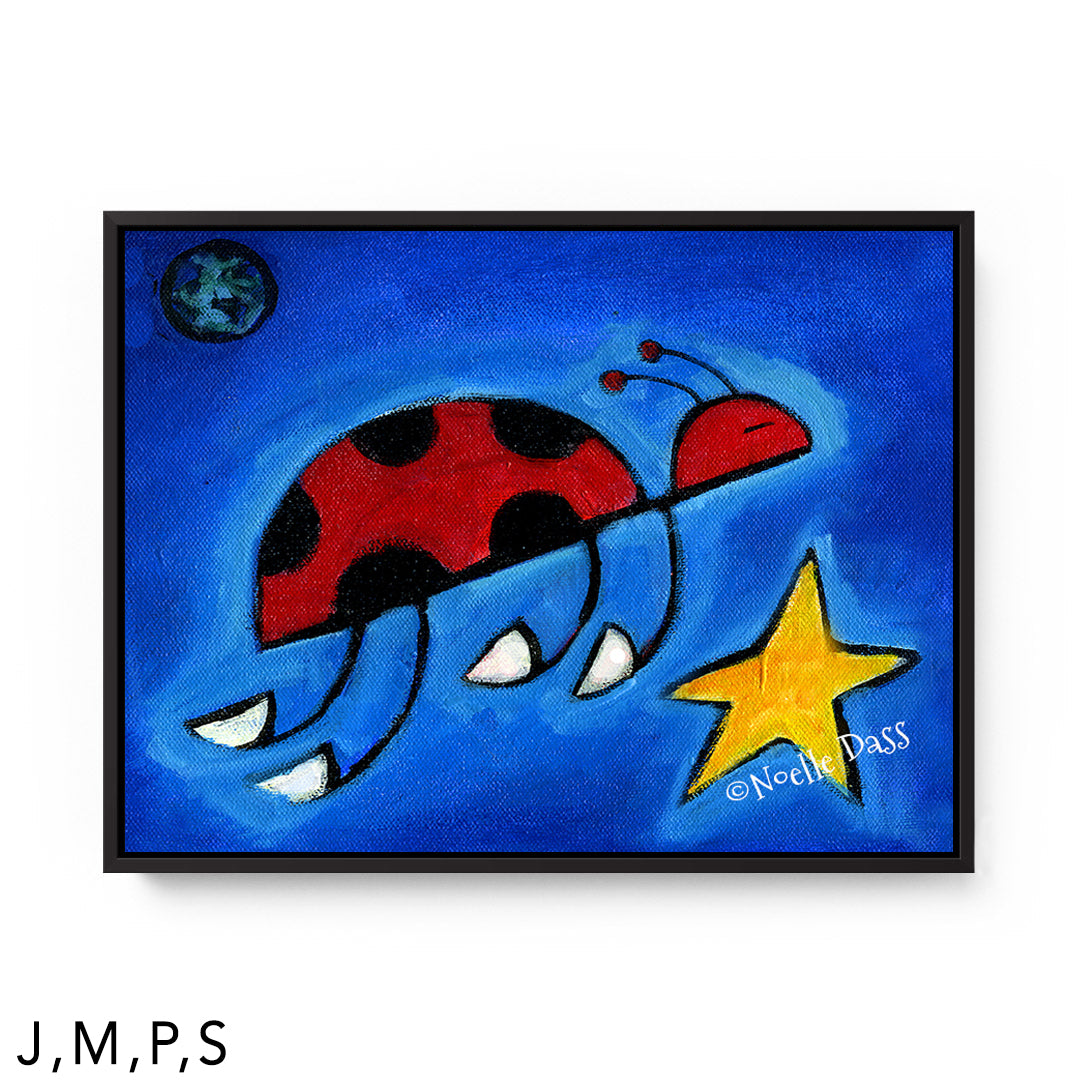 Ladybug Carrying A Wish S: Framed Canvas - Black 30x40 in.