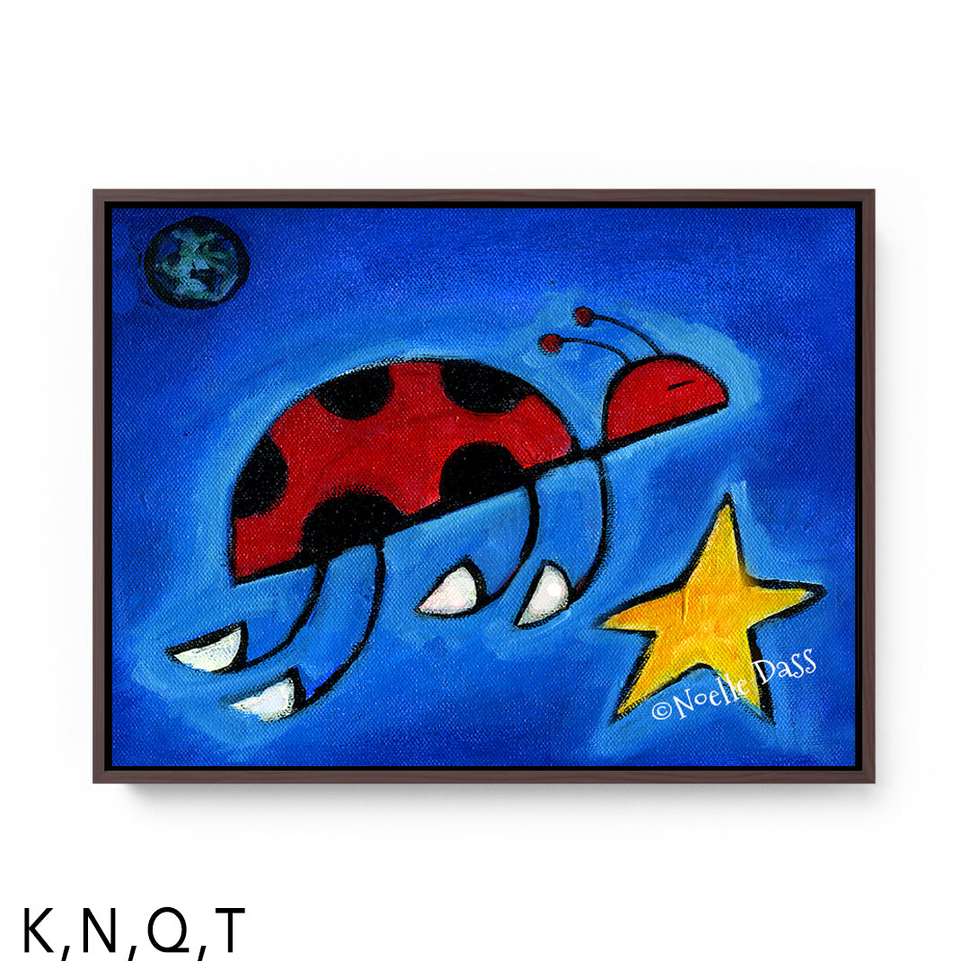 Ladybug Carrying A Wish T: Framed Canvas - Brown 30x40 in.
