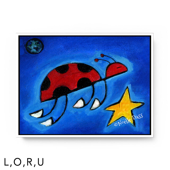 Ladybug Carrying A Wish U: Framed Canvas - White 30x40 in.