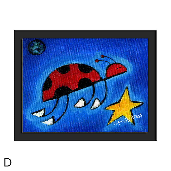 Ladybug Carrying A Wish D. Framed 6x8 in. paper