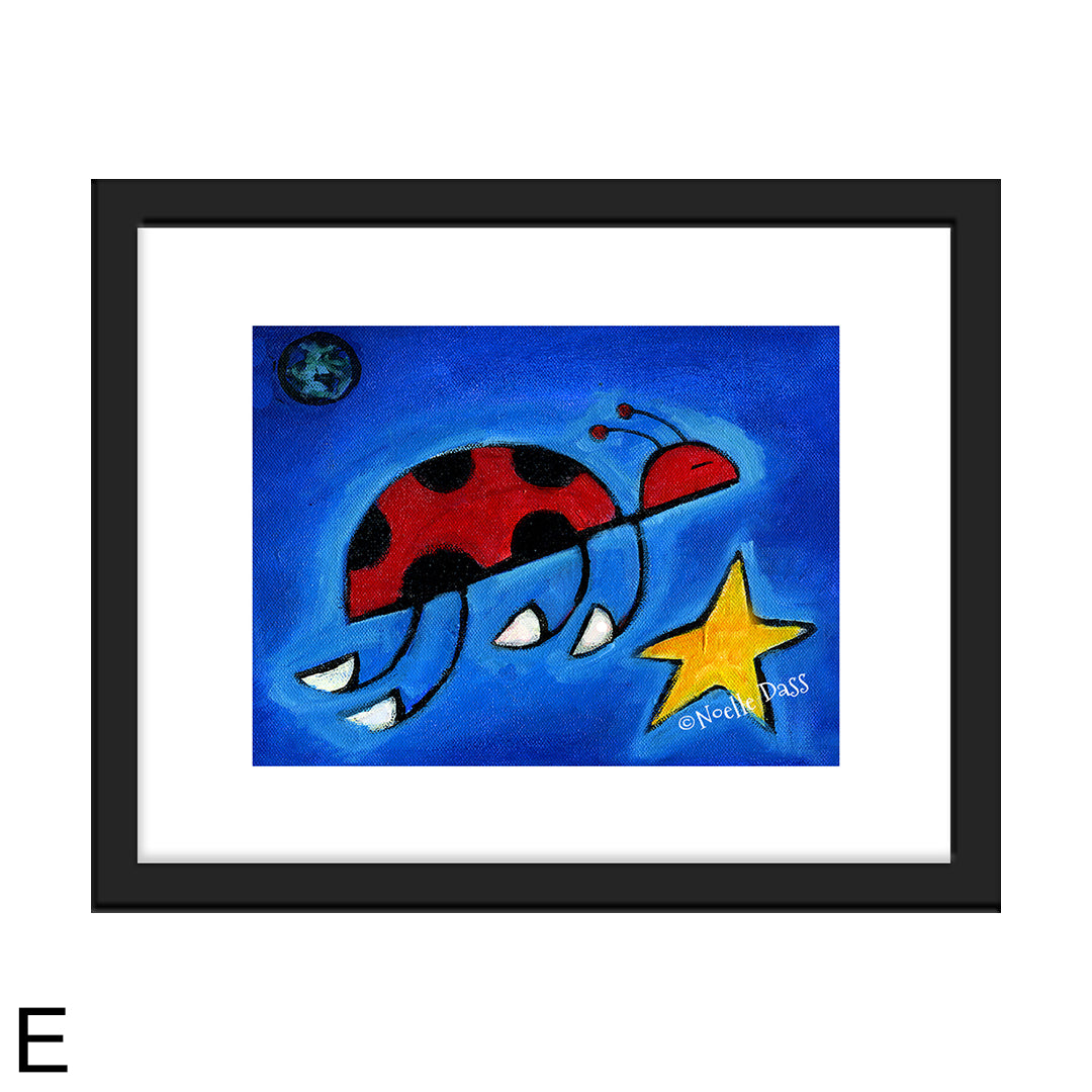 Ladybug Carrying A Wish E. Framed 11x14 paper with white border
